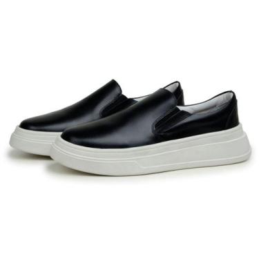 Imagem de Tênis Masculino Slip On Até 46 Couro Avalon Kane em Couro Preto, 39