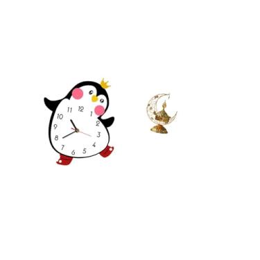 Imagem de Fenteer Relógio de Parede de Madeira com Desenho de Pinguim, Castiçal Antigo, Suporte Decorativo para Velas, para Quarto, Sala de Estar, Lareira, Casa, Multif