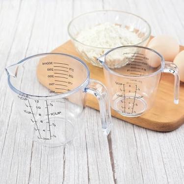 Imagem de Conjunto de 2 copos medidores, copos medidores líquidos de plástico para assar, cozinhar, sem BPA e inquebráveis essenciais de cozinha