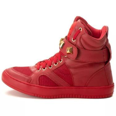 Imagem de Tênis Sneaker Feminino Piramide Cano Alto Fitness Academia Caveira Couro Legítimo-Feminino