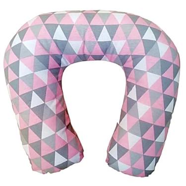 Imagem de Almofada Travesseiro Protetor P Pescoço Leitura Viagem Ou Descanço(Rosa Geométrico)