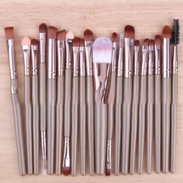 Imagem de Conjunto de pincéis de maquiagem para olhos com 20 peças – Kit de ferramentas profissionais de beleza para cílios, sobrancelhas, contorno e sombra (café ouro rosa)
