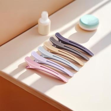 Imagem de Grampos de cabelo para secção, faixa de silicone para salão de beleza e clipes de corte de cabelo para mulheres estilo e seção - Grampos de cabelo antiderrapantes com bico de pato, 10 cm de