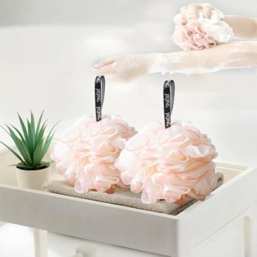 Imagem de Esponja de bucha de banho, 1 peça de esponja de chuveiro para limpeza de banho bolas de limpeza corporal, esponjas de banho para mulheres e homens, rosa