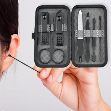 Imagem de Conjunto de manicure 7 em 1 de aço inoxidável, kit de manicure para pais, amigos, cesta de Páscoa, cortadores de unhas para homens, presentes por menos de 5 dólares, ferramentas de unhas com estojo de