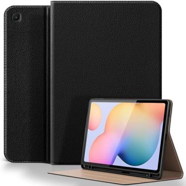 Imagem de XFYKJIN Capa para Samsung Galaxy Tab S6 Lite de 10,4 polegadas 2020/2022/2024, capa de couro de microfibra premium com suporte para caneta S e despertar/hibernar automaticamente, preta
