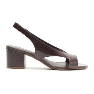 Imagem de Sandália Couro Bloco Tira Larga Slingback Lançamento Arezzo Tamanho:38;Cor:-Feminino