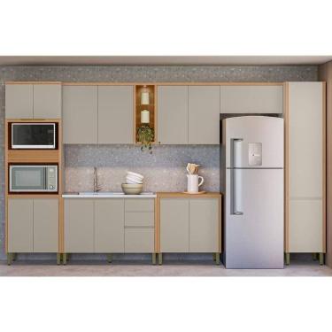 Imagem de Kit Cozinha Modulada 7 Peças Allure (3aéreos+2balcões+1paneleiro+1torrequente) Cp22 Jequitiba-gris Fosco - Linea Brasil
