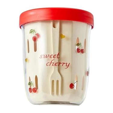 Imagem de MotiveTech Copo para salada de frutas com cesto escorredor, reutilizável, com alça, 600ml, portátil, para viagens, festas e escritório, Style E