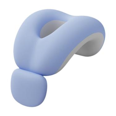 Imagem de AFXGUSD Almofada de mesa para cochilo com massagem, apoio de pescoço para viagens, encosto de cabeça para carro e escritório, Azul