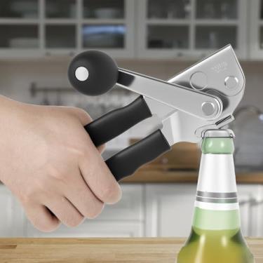 Imagem de Abridor de lata de cerveja de aço inoxidável 3 em 1, abridor de garrafa de cabo longo com base magnética, removedor de tampa de garrafa para economia de trabalho para refrigerante de cerveja