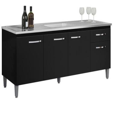 Imagem de Balcao Para Pia Sem Tampo 145 Cm Gabriela Preto Reajl Moveis Preto - R