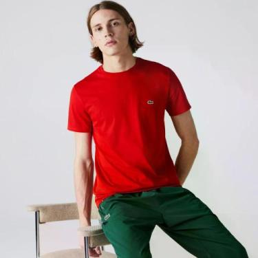 Imagem de Camiseta Lacoste de Algodão Pima, M, Vermelho