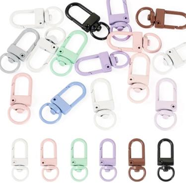 Imagem de 15 peças de ganchos giratórios de liga colorida, fechos de garra de lagosta, clipe de chaveiro de metal, fecho giratório para bolsas faça-você-mesmo, anéis de chaveiro, enfeite de pendurar joias, 32 x