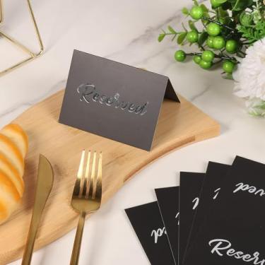 Imagem de Placa de mesa reservada, 36 peças, barraca de mesa versátil com dupla face para restaurante espesso elegante cartão reservado para festa de casamento e evento (preto)