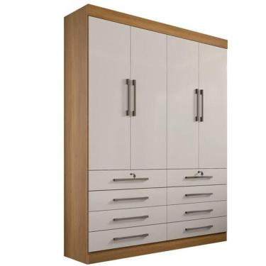 Imagem de Guarda Roupa Solteiro 4 Portas 6 Gavetas Mônaco-cinamomo-off White Móveis D'doro