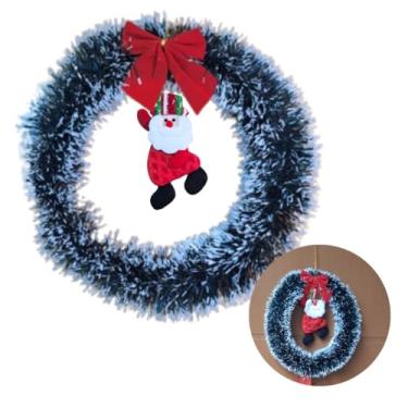 Imagem de Guirlanda De Natal Festão 30cm Nevado Enfeite Decoração com Papai noel girlanda de porta de natal