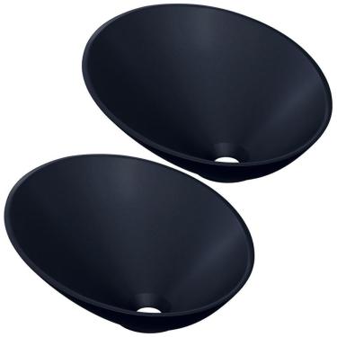 Imagem de Kit 02 Cubas De Apoio Meia Lua Lavabo C01 Bm38w Preto Matte Fosca - Lyam