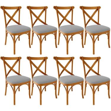 Imagem de Kit 08 Cadeiras Para Sala De Jantar E Estar Living Estofada ávila L02 Suede Cinza - Lyam