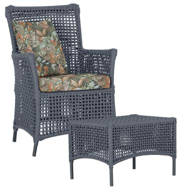 Imagem de Poltrona E Mesa Igapó Em Alumínio Preta Corda Náutica E4 Prata