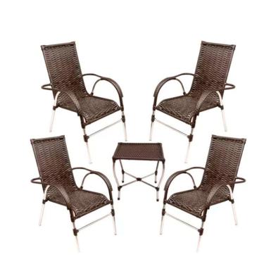 Imagem de Conj Cadeira Para Area Externa E Mesa De Centro Vênus Trama Tabaco