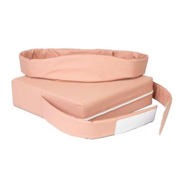 Imagem de Almofada Assento Infantil com Cinto de Segurança, PVC Impermeável, 35x35cm, Regulável, para Bebês 6 Meses a 7 Anos, Quadrada, Densidade 23, Lavável (Rosê)