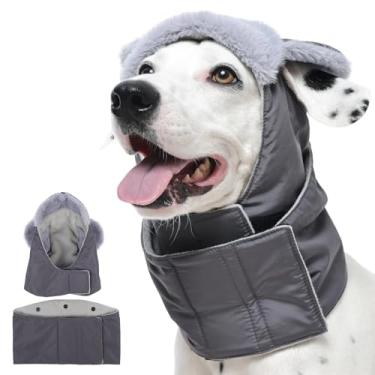 Imagem de Kuoser Conjunto de chapéu e cachecol de inverno para cães, polaina quente com capuz para animais de estimação, aquecedor de pescoço com proteção contra clima frio para cães com forro de lã