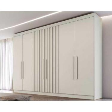 Imagem de Guarda Roupa Casal Potente 6 Portas C/ 4 Ripados E 6 Gavetas Off White - Europa