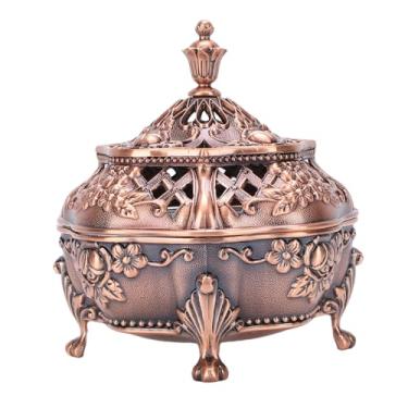 Imagem de GLOGLOW Suporte para Queima de Incenso, Porta-Incenso Esculpido Suporte Antiderrapante para Incenso Cônico Carvão de Resina de Olíbano, Com Tampa para Decoração de Casa Escritório Meditação Spa