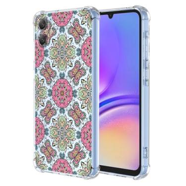 Imagem de WEIOUHR Capa para Galaxy A05 Samsung A05 transparente macio TPU estilo boêmio, capa protetora leve resistente a choques e arranhões, para Samsung Galaxy A05 (rosa verde)
