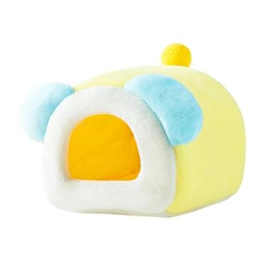 Imagem de Bothyi Cama aconchegante e fofa em formato de animal para hamster, cobaia e petauro-voador. Ideal para pequenos animais, como ouriços outros bichos, Azul Amarelo