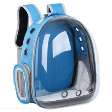 Imagem de Mochila Pet com Visão Panorâmica Ventilação Total Alças Acolchoada Cães até 5kg e Gatos até 6kg, Bolsa de Transporte Segura e Confortável para Viagens e Passeios (Azul Claro, Tamanho único)