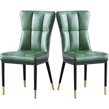 Imagem de Conjunto de 2 cadeiras de jantar para cadeiras de jantar - cadeiras de canto para cozinha, cadeiras de jantar de cozinha, cadeiras de sala de estar, cadeiras laterais estofadas de couro fosco à prova