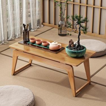 Imagem de Mesa baixa japonesa de bambu, café, estilo country para tatami, sala de jantar, sala de estar (cor nogueira, 70 x 37 x 34 cm)