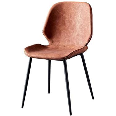 Imagem de Cadeira de jantar moderna PU couro traseiro acolchoado macio cadeira de cozinha preto metal pernas cadeira lounge (cor: T3)