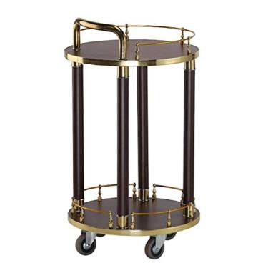 Imagem de Design redondo 2 camadas cozinha bebidas limpeza carrinho carrinho de exibição armário mesa lateral carrinho utilitário armazenamento carrinho para casa sala de estar rodas bloqueáveis
