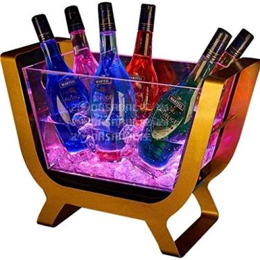 Imagem de Balde de gelo que muda de cores para festa champanhe retrô vinho bebida cerveja bebida balde de gelo alimentado por bateria