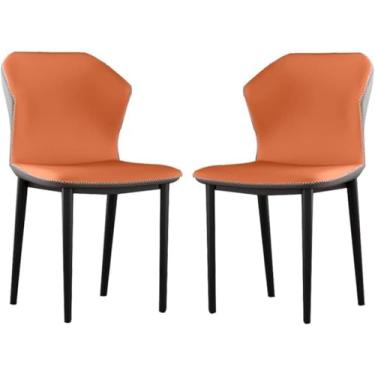 Imagem de EESCZVGBDX Conjunto de 2 Quartos Varanda Sofá Cadeira Aço Carbono Penteadeira Maquiagem Couro PU Cozinha Cadeiras de Jantar