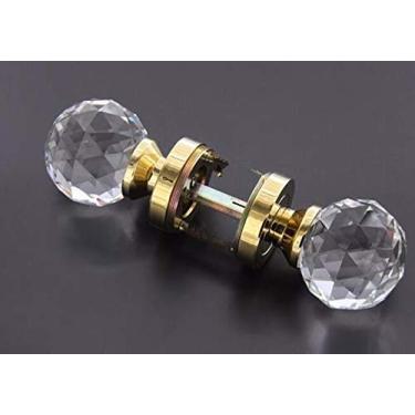 Imagem de 3FLQOOPP Puxador de porta grande de cristal K9 sólido banhado a ouro e cromado banhado a ouro de liga de zinco transparente 60 mm - (cor: ouro) (ouro)