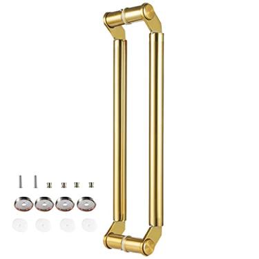 Imagem de STXYANGV Puxador de porta puxador de porta de celeiro moderno de metal para interior e exterior, chuveiro hotel loja escritório puxador de porta deslizante de dois lados, puxador de barra de aço