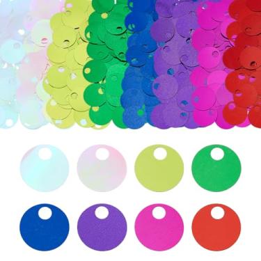 Imagem de PH PandaHall 400 peças de lantejoulas grandes de 20 mm, 8 cores, lantejoulas lisas redondas e iridescentes para artesanato, costura, joias, vestuário, bordado, Natal, aniversário, decoração de festa