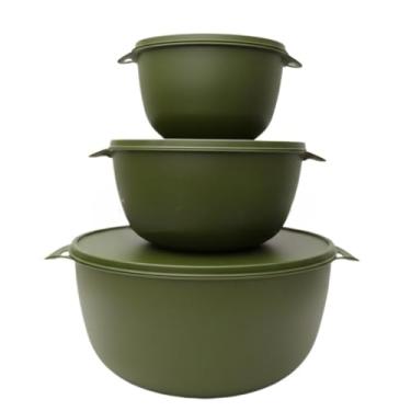 Imagem de Kit Potes Herméticos de Plástico com Tampa – Empilháveis e Resistentes para Alimentos(KIT 3 - VERDE OLIVA)