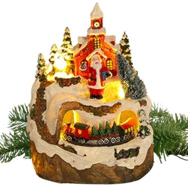 Imagem de Rrlihjgu Decoração de Mesa de Natal, Caixa de Música Natalina, Ornamento de Resina Artesanatos Inverno Para Quarto Bebé Estante Festa