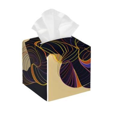 Imagem de Suporte quadrado de couro para caixa de lenços de papel, impermeável, africana, retrô, étnico, facial, organizador com cinto inferior, estojo de lenços para mesa, banheiro, escritório, mesa, carro