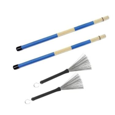 Imagem de Acouto Kit de Escova Profissional Com Escovas de Metal, Aço Inoxidável e Bambu, Conjunto Completo de Acessórios, Incluindo Bolsa de Fácil Armazenamento, Presente Ideal para Entusiastas da Música