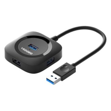 Imagem de Hub USB 3.0 de 4 portas, transferência de dados de alta velocidade, 5 Gbps com interruptores de alimentação individuais para laptop, PC, acessórios de computador, preto