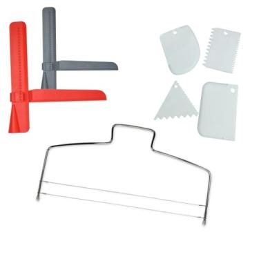 Imagem de Kit Confeiteiro – Espátula Niveladora Ajustável + Nivelador 2 Fios + Espátulas Wave para Bolos Perfeitos