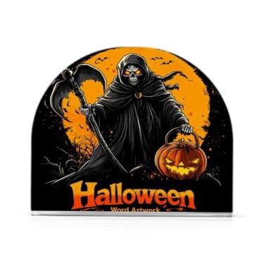 Imagem de xigua Porta-guardanapos engraçado de Halloween Grim Reaper Porta-guardanapos de papel acrílico transparente elegante para mesas Dispensador de papel de seda independente para mesa de jantar