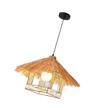 Imagem de Baoblaze Luminária Pendente de Vime Criativa, Rústica, de Fazenda, para Café, Quarto, Bar
