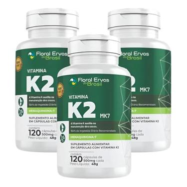 Imagem de KIT C/3 Un. Vitamina K2 MK7-120 Cápsulas 500mg Floral Ervas do Brasil
